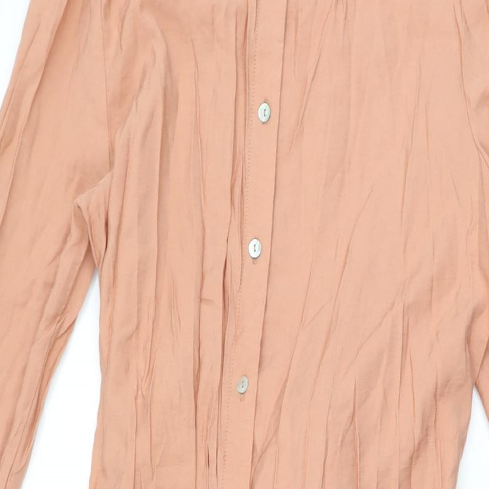 Mango Womens Pink Viscose A-Line Size M Round Neck Button