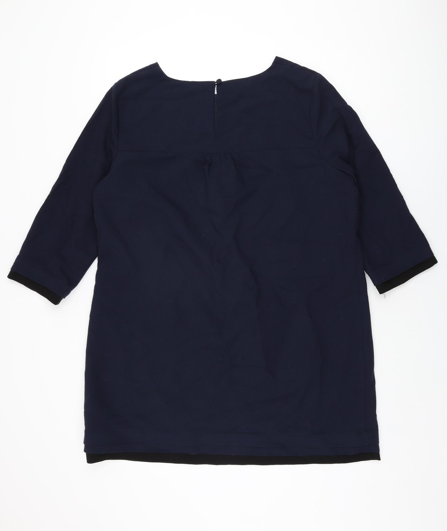 Betty Jackson Black Womens Blue Polyester Shift Size 18 Round Neck Button