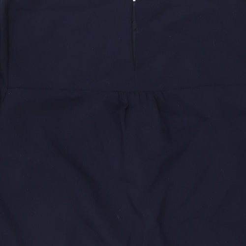 Betty Jackson Black Womens Blue Polyester Shift Size 18 Round Neck Button