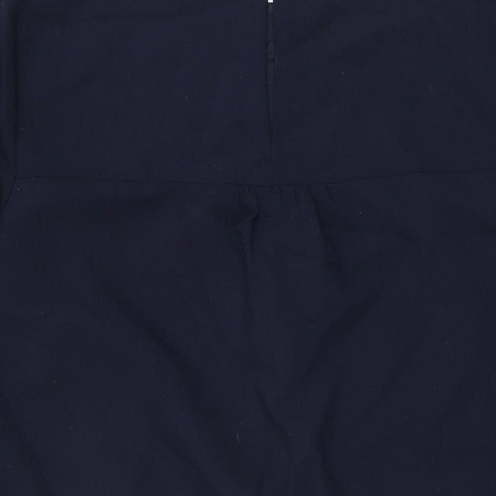 Betty Jackson Black Womens Blue Polyester Shift Size 18 Round Neck Button