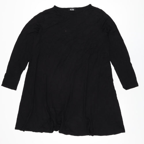 G21 Womens Black Viscose Basic T-Shirt Size 18 Round Neck