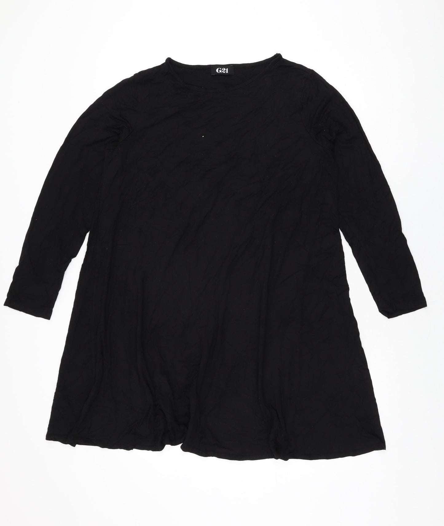 G21 Womens Black Viscose Basic T-Shirt Size 18 Round Neck