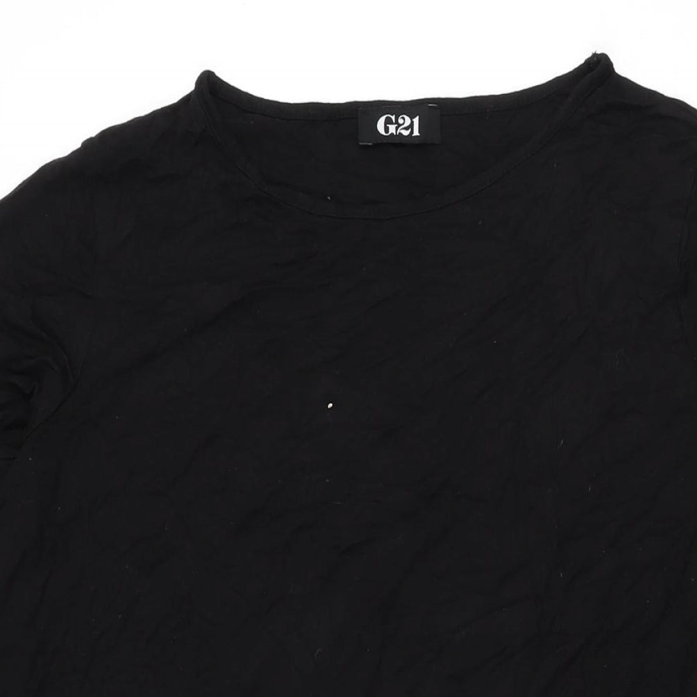 G21 Womens Black Viscose Basic T-Shirt Size 18 Round Neck
