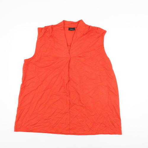 NEXT Womens Red Viscose Basic T-Shirt Size 16 V-Neck
