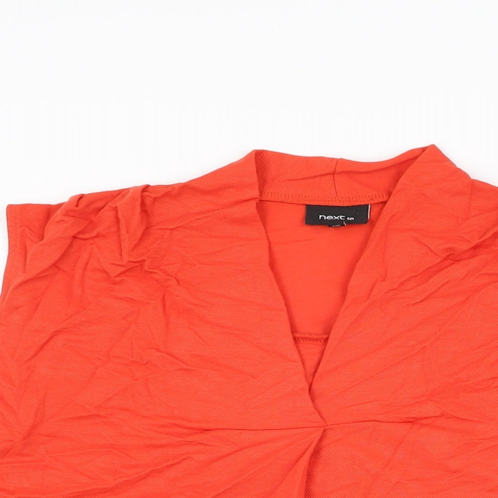 NEXT Womens Red Viscose Basic T-Shirt Size 16 V-Neck