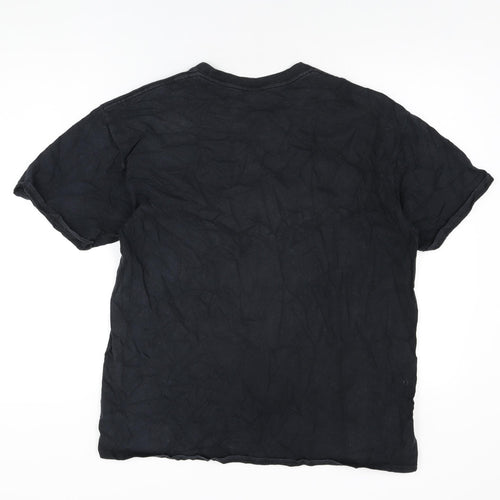 Gildan Mens Black Cotton T-Shirt Size XL Round Neck