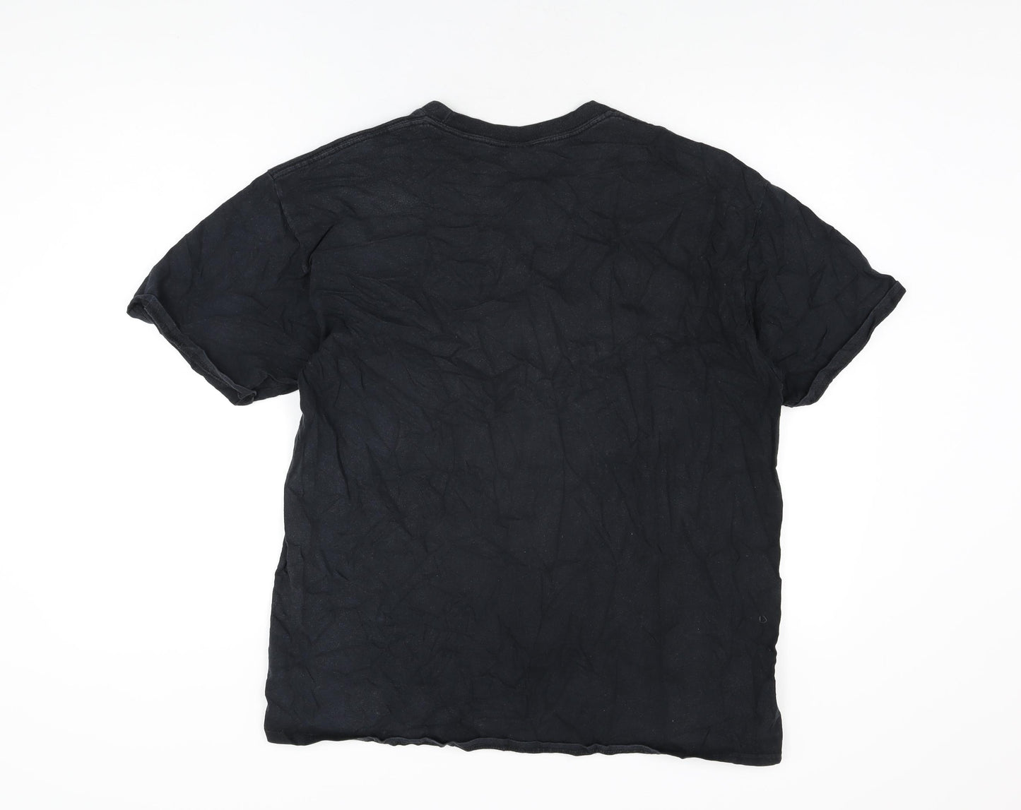 Gildan Mens Black Cotton T-Shirt Size XL Round Neck