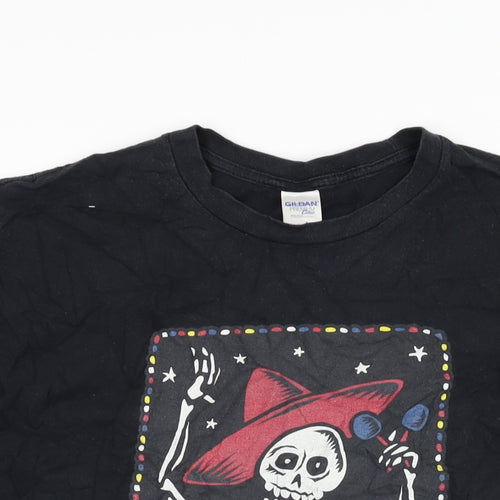 Gildan Mens Black Cotton T-Shirt Size XL Round Neck