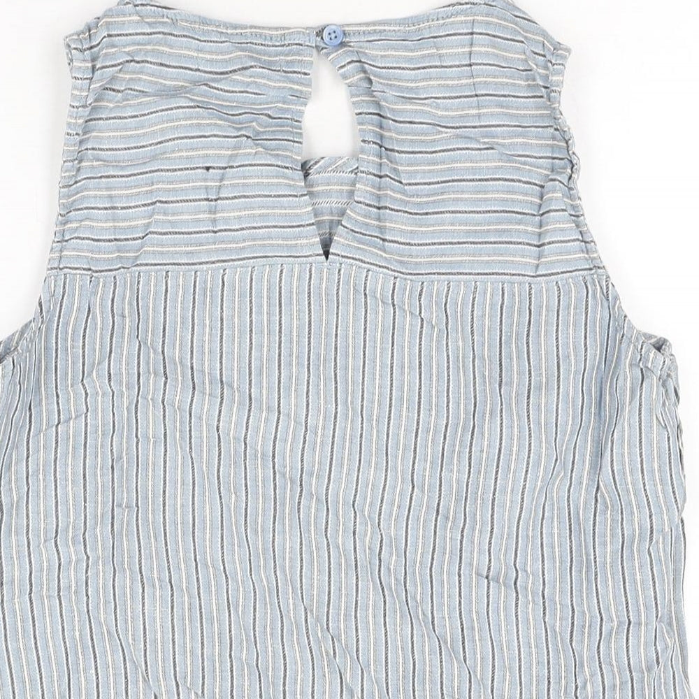 NEXT Womens Blue Striped Linen Basic T-Shirt Size 12 Round Neck