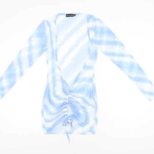PRETTYLITTLETHING Womens Blue Tie Dye Polyester Cover Up Size 12