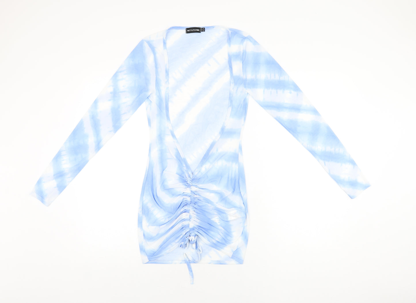 PRETTYLITTLETHING Womens Blue Tie Dye Polyester Cover Up Size 12