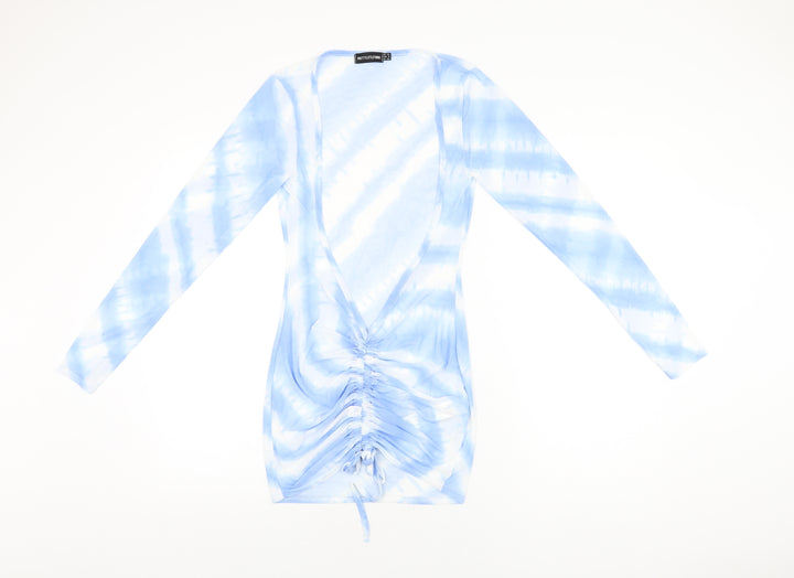PRETTYLITTLETHING Womens Blue Tie Dye Polyester Cover Up Size 12