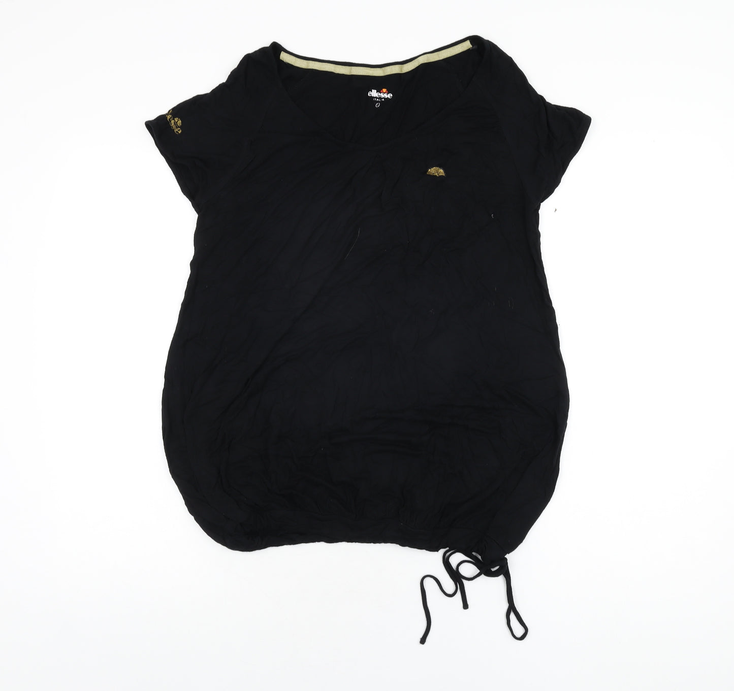 ellesse Womens Black Viscose Basic T-Shirt Size L Scoop Neck