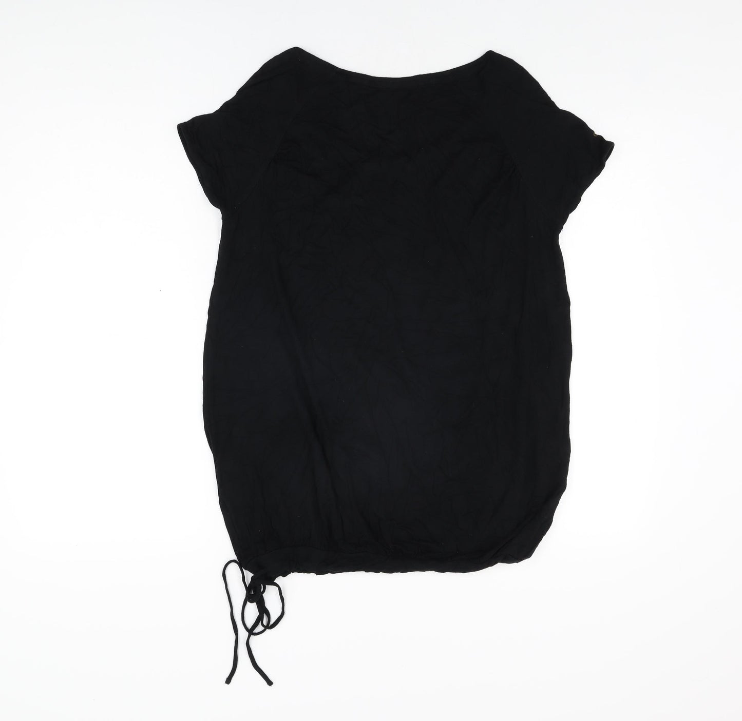 ellesse Womens Black Viscose Basic T-Shirt Size L Scoop Neck