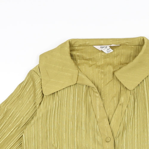 River Island Womens Green Polyester Basic Button-Up Size 10 Collared