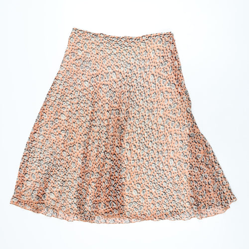 Marks and Spencer Womens Pink Geometric Polyester Swing Skirt Size 10 Zip