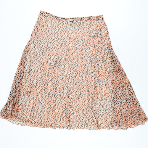 Marks and Spencer Womens Pink Geometric Polyester Swing Skirt Size 10 Zip