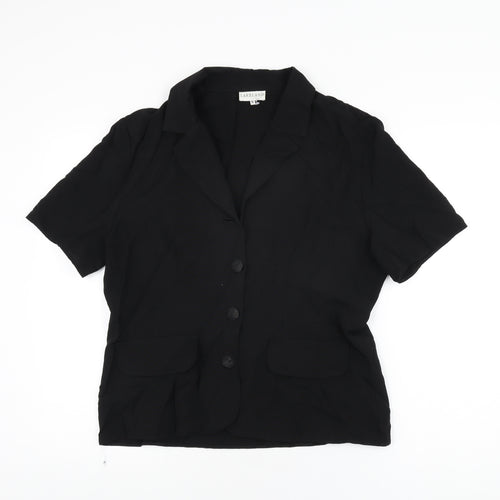 Lakeland Womens Black Viscose Basic Button-Up Size 16 V-Neck