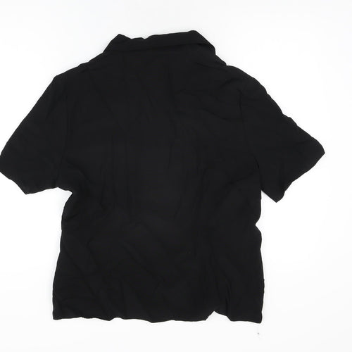 Lakeland Womens Black Viscose Basic Button-Up Size 16 V-Neck