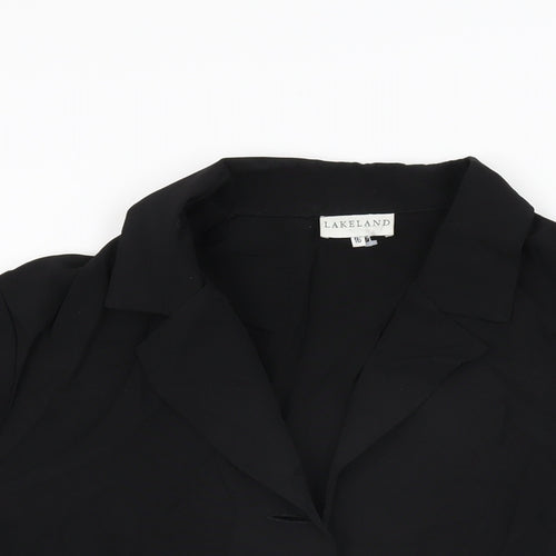 Lakeland Womens Black Viscose Basic Button-Up Size 16 V-Neck