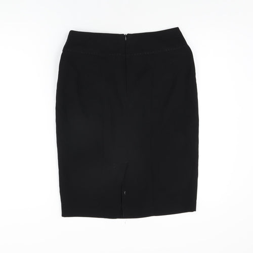 Marks and Spencer Womens Black Polyester Straight & Pencil Skirt Size 10 Zip