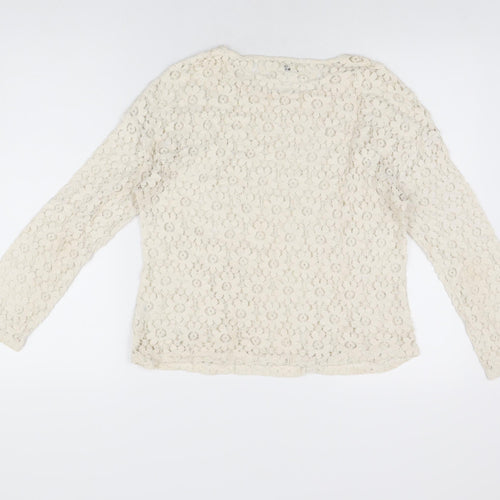 Urmoda Womens Ivory Floral Polyester Basic T-Shirt Size M Round Neck