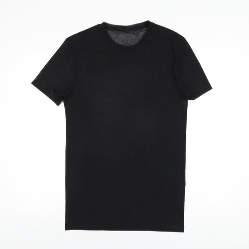 ASOS Womens Black Polyester Basic T-Shirt Size M Round Neck - Sheer
