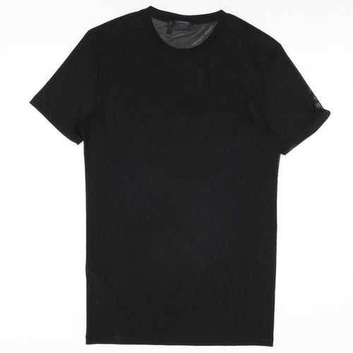 ASOS Womens Black Polyester Basic T-Shirt Size M Round Neck - Sheer