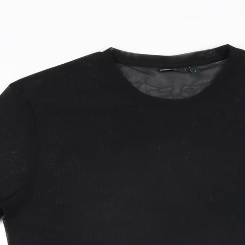 ASOS Womens Black Polyester Basic T-Shirt Size M Round Neck - Sheer