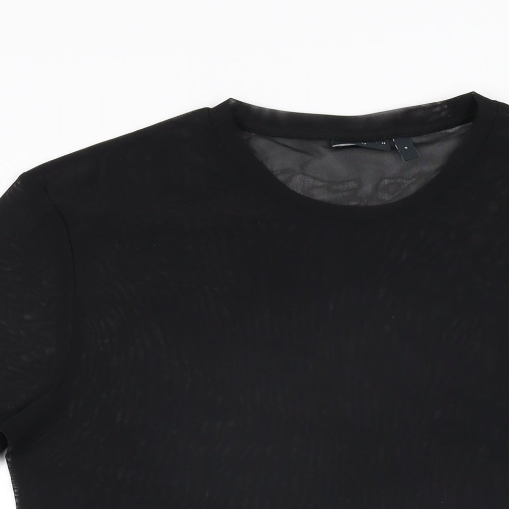 ASOS Womens Black Polyester Basic T-Shirt Size M Round Neck - Sheer