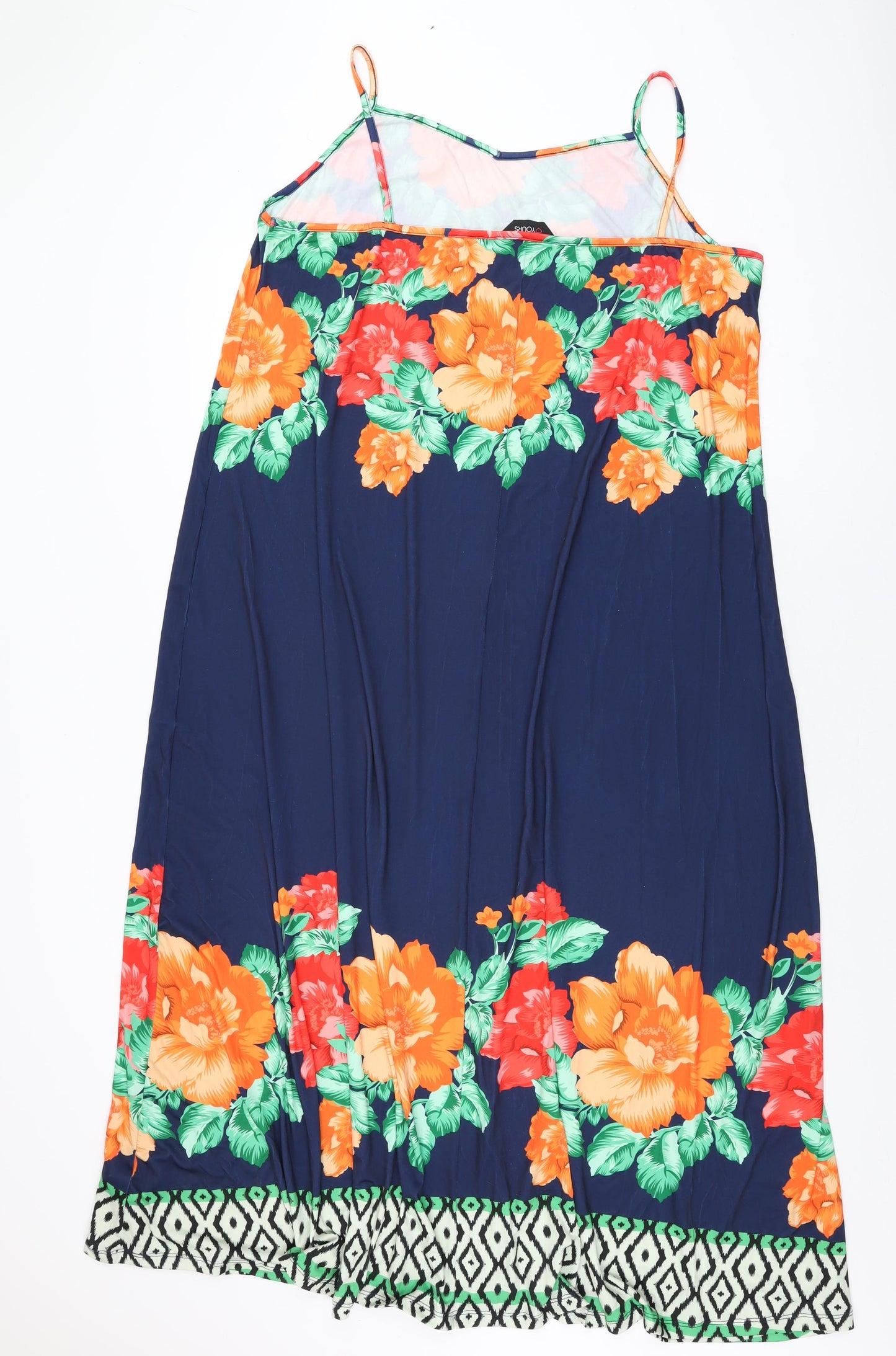 Love Yours Womens Blue Floral Polyester Maxi Size 20 V-Neck Pullover