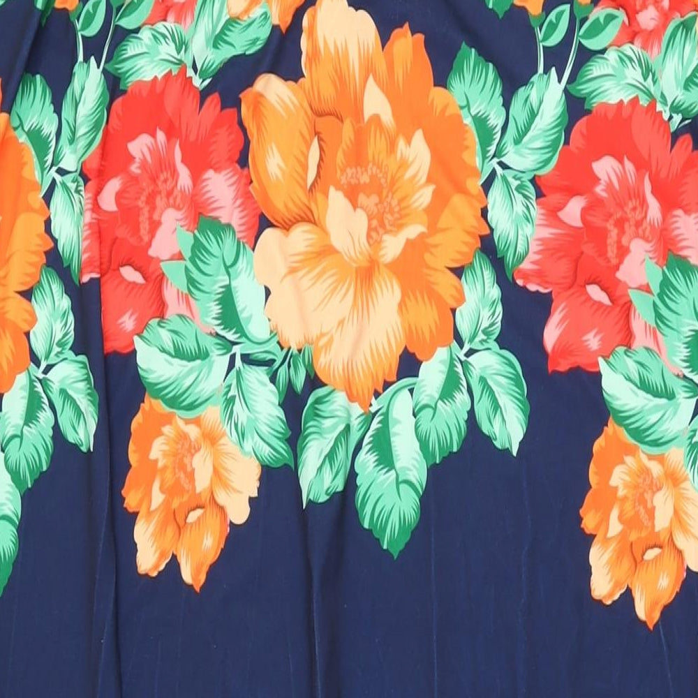 Love Yours Womens Blue Floral Polyester Maxi Size 20 V-Neck Pullover