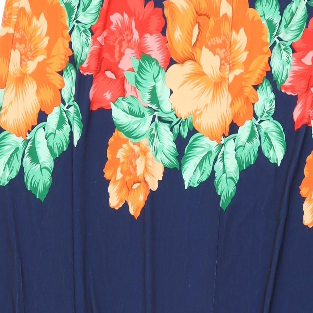 Love Yours Womens Blue Floral Polyester Maxi Size 20 V-Neck Pullover