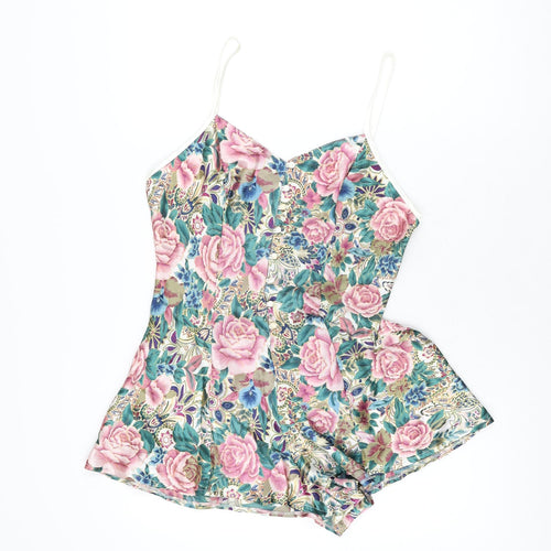 House of Fraser Womens Multicoloured Floral Polyester Playsuit One-Piece Size 12 L3 in Button