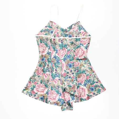 House of Fraser Womens Multicoloured Floral Polyester Playsuit One-Piece Size 12 L3 in Button