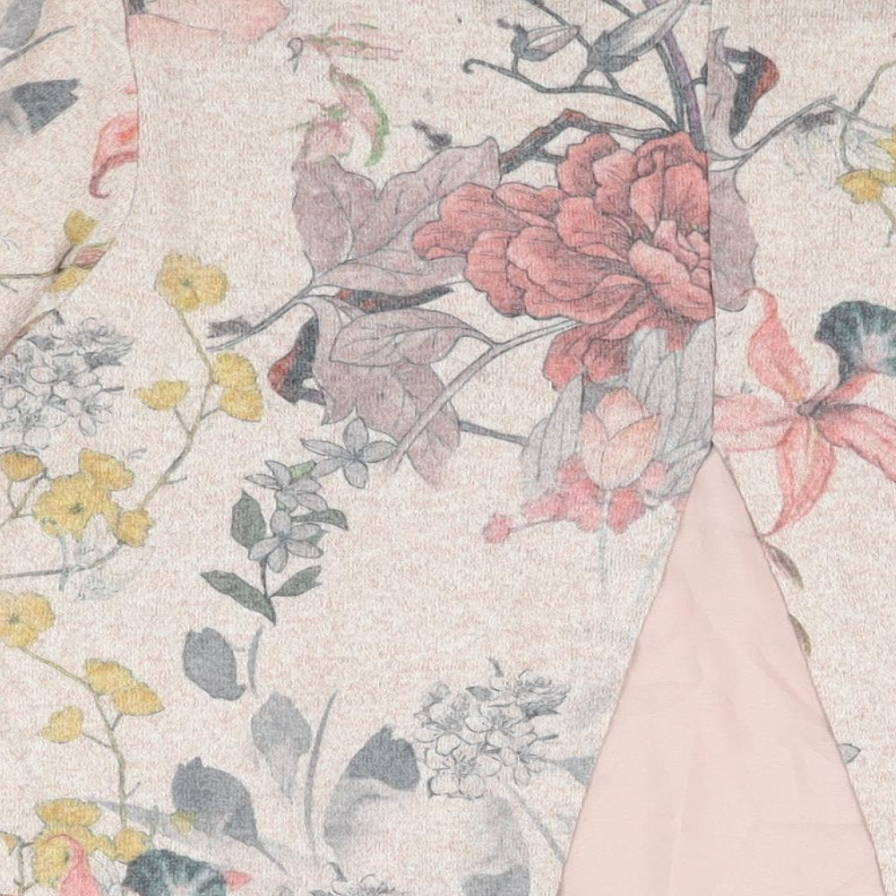 M&Co Womens Pink Floral Polyester Basic T-Shirt Size 20 Round Neck