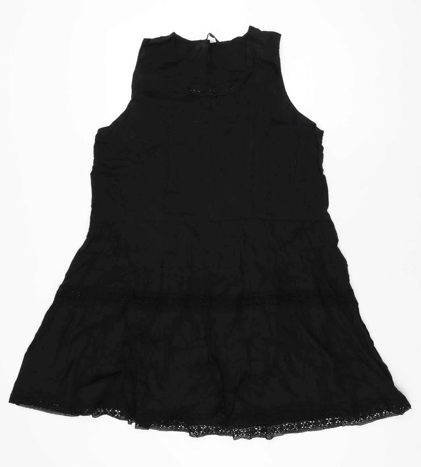 NEXT Womens Black Cotton Shift Size 18 V-Neck Pullover