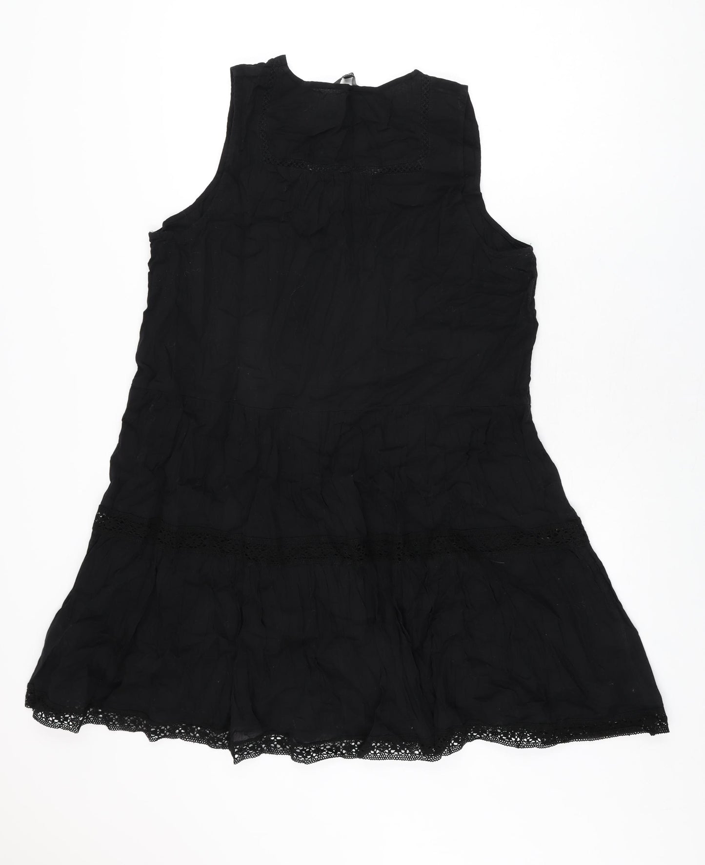 NEXT Womens Black Cotton Shift Size 18 V-Neck Pullover