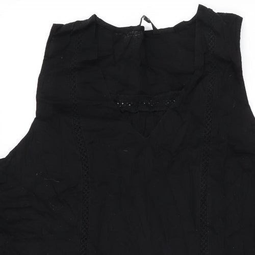 NEXT Womens Black Cotton Shift Size 18 V-Neck Pullover