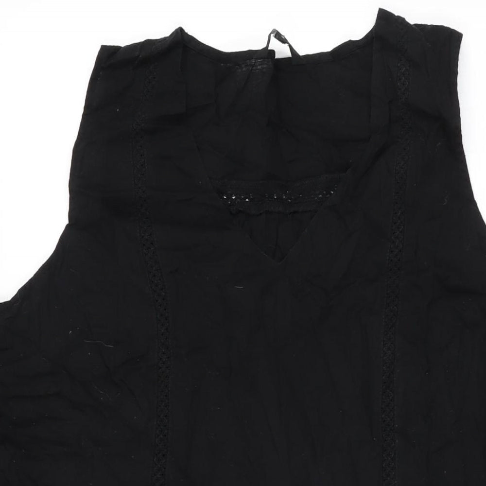 NEXT Womens Black Cotton Shift Size 18 V-Neck Pullover