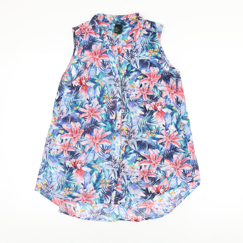 H&M Womens Multicoloured Floral Polyester Basic Button-Up Size 6 Collared