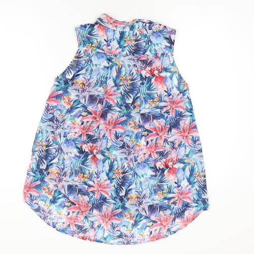 H&M Womens Multicoloured Floral Polyester Basic Button-Up Size 6 Collared