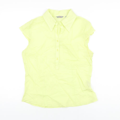 Per Una Womens Yellow Cotton Basic T-Shirt Size 10 Collared