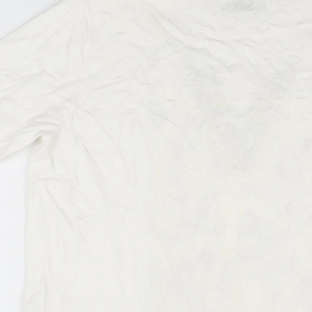 NEXT Womens White Floral Cotton Basic T-Shirt Size 14 Scoop Neck