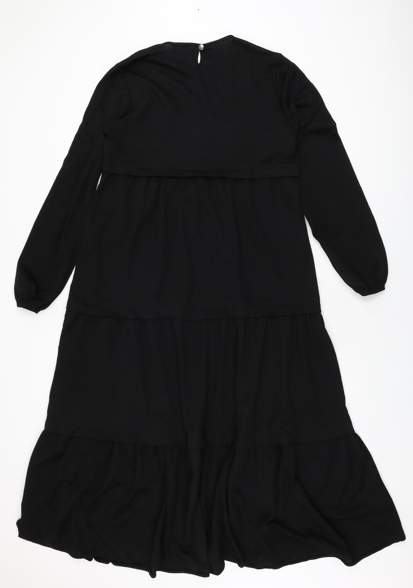 ECESUN Womens Black Polyester Maxi Size 14 Round Neck Button