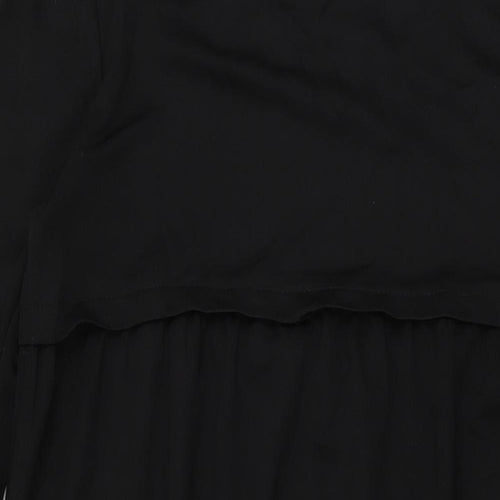 ECESUN Womens Black Polyester Maxi Size 14 Round Neck Button