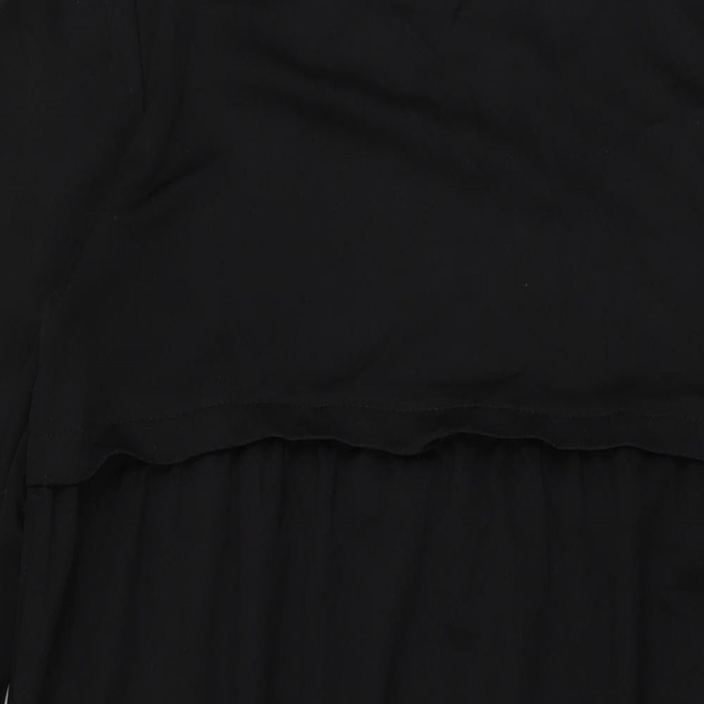 ECESUN Womens Black Polyester Maxi Size 14 Round Neck Button