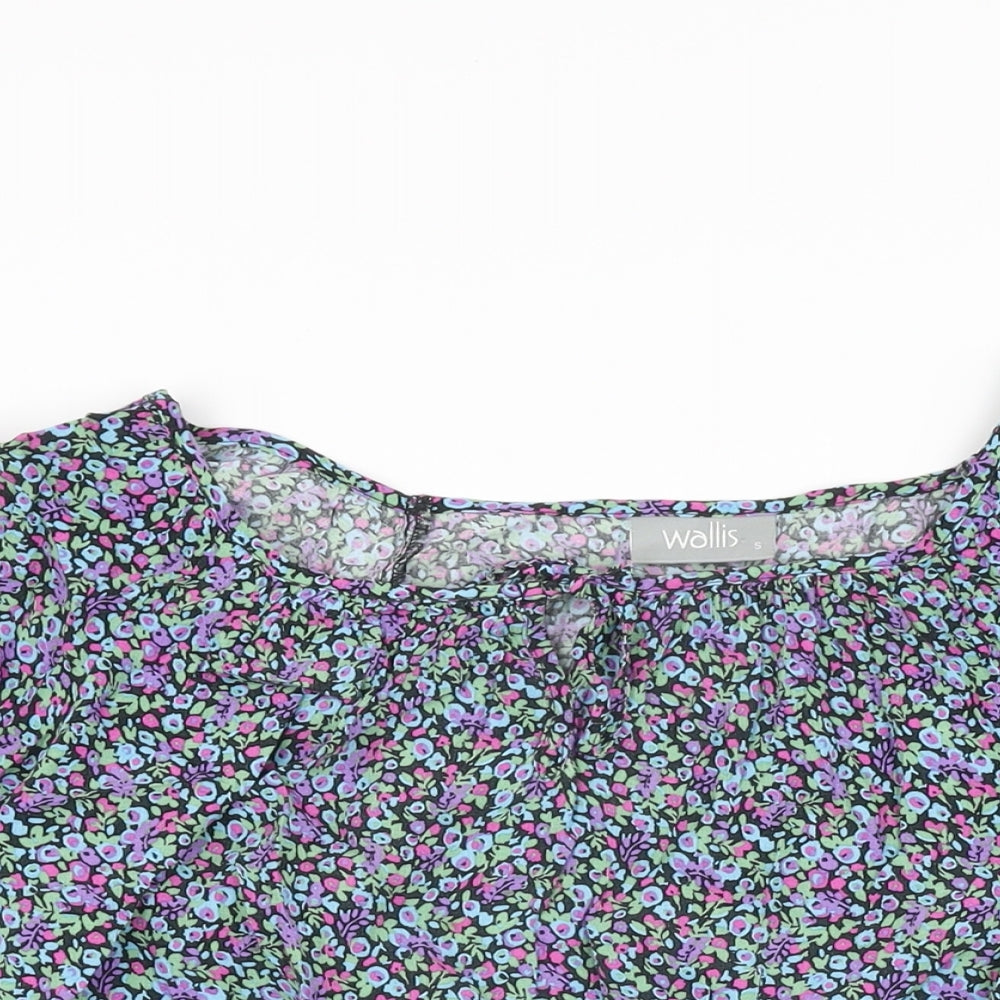 Wallis Womens Multicoloured Floral Viscose Basic T-Shirt Size S Square Neck