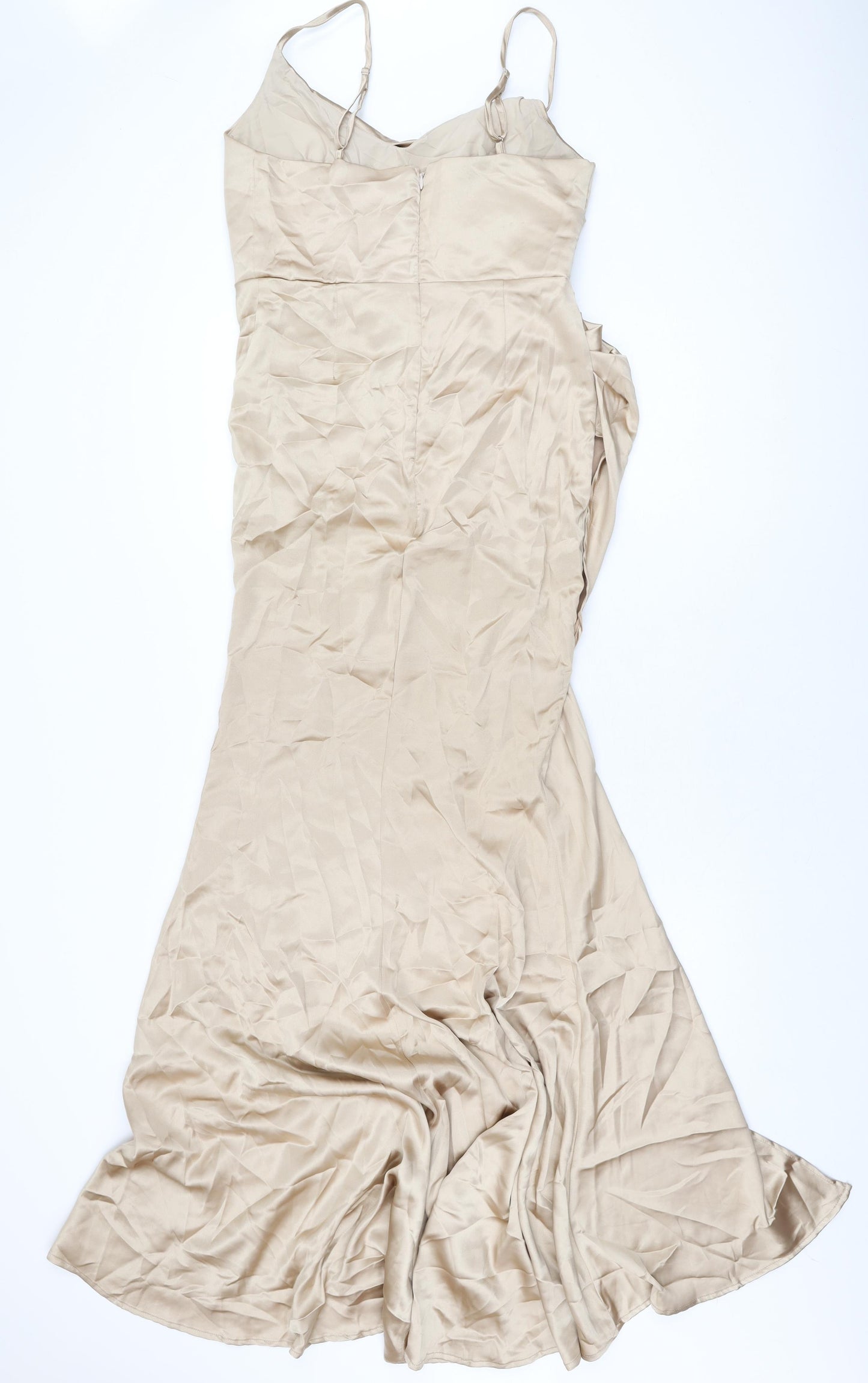 Boohoo Womens Gold Polyester Maxi Size 12 V-Neck Zip