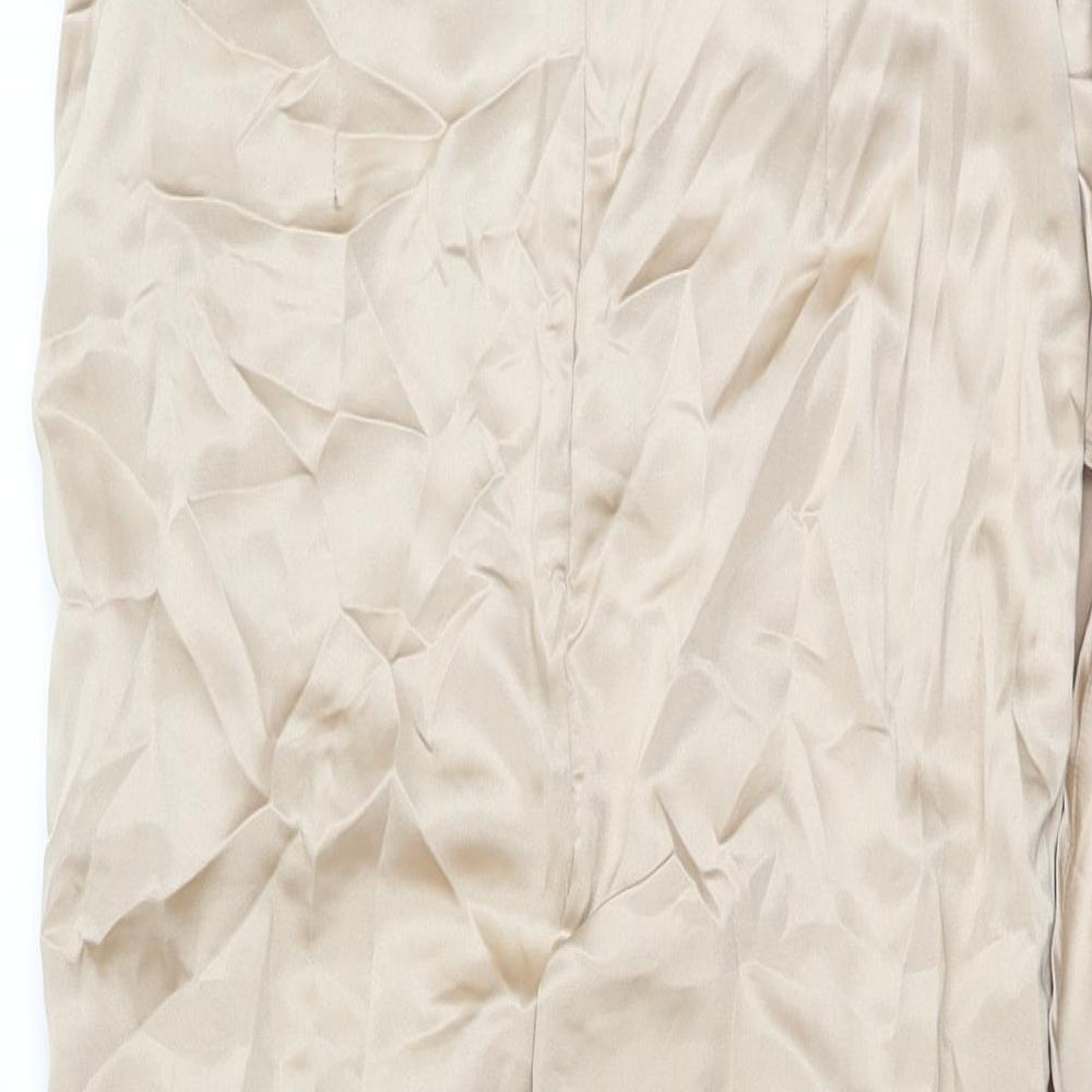 Boohoo Womens Gold Polyester Maxi Size 12 V-Neck Zip